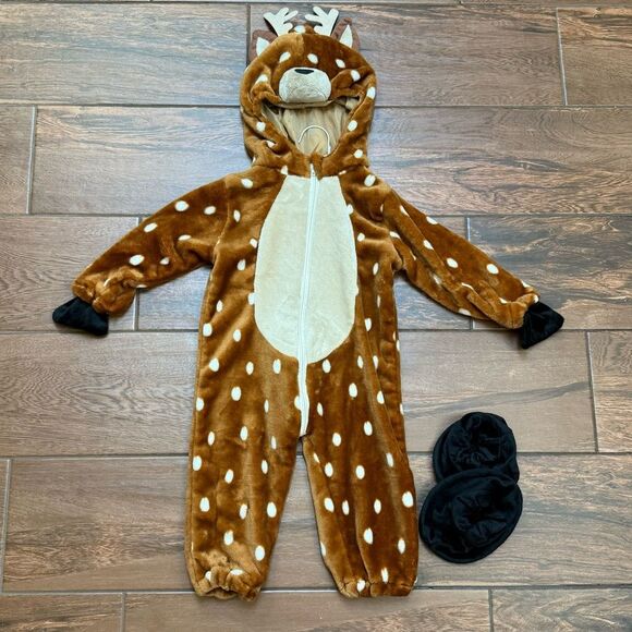 Infant Reindeer Costume Hooded Jumpsuit One Piece Spooktacular Halloween 6-12M - Picture 8 of 9